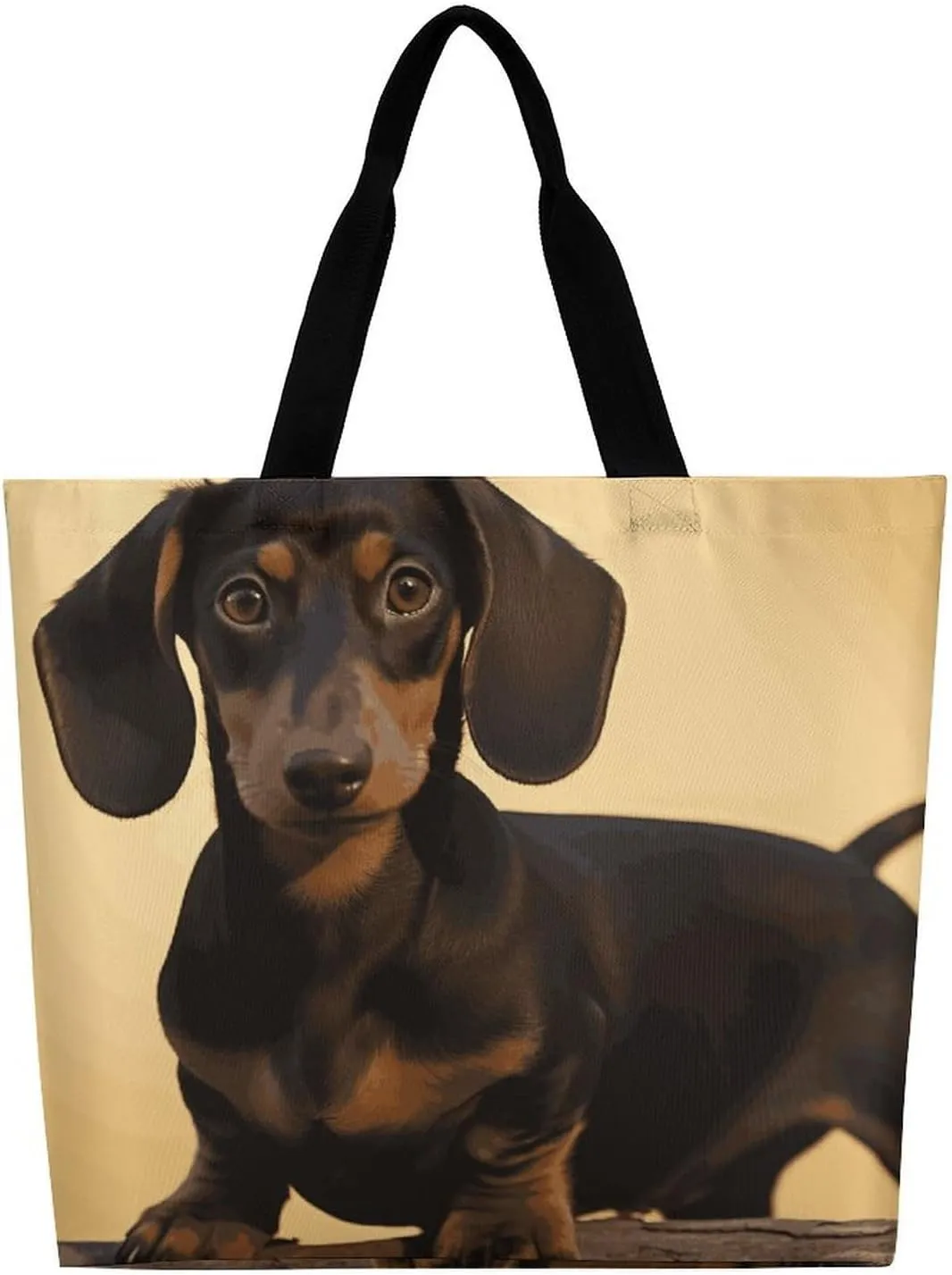 Hand Drawn Groundhog Beach Bag Reusable Tote Bag Foldable Grocery Bags Women Shopping Bags for Daily Essentials