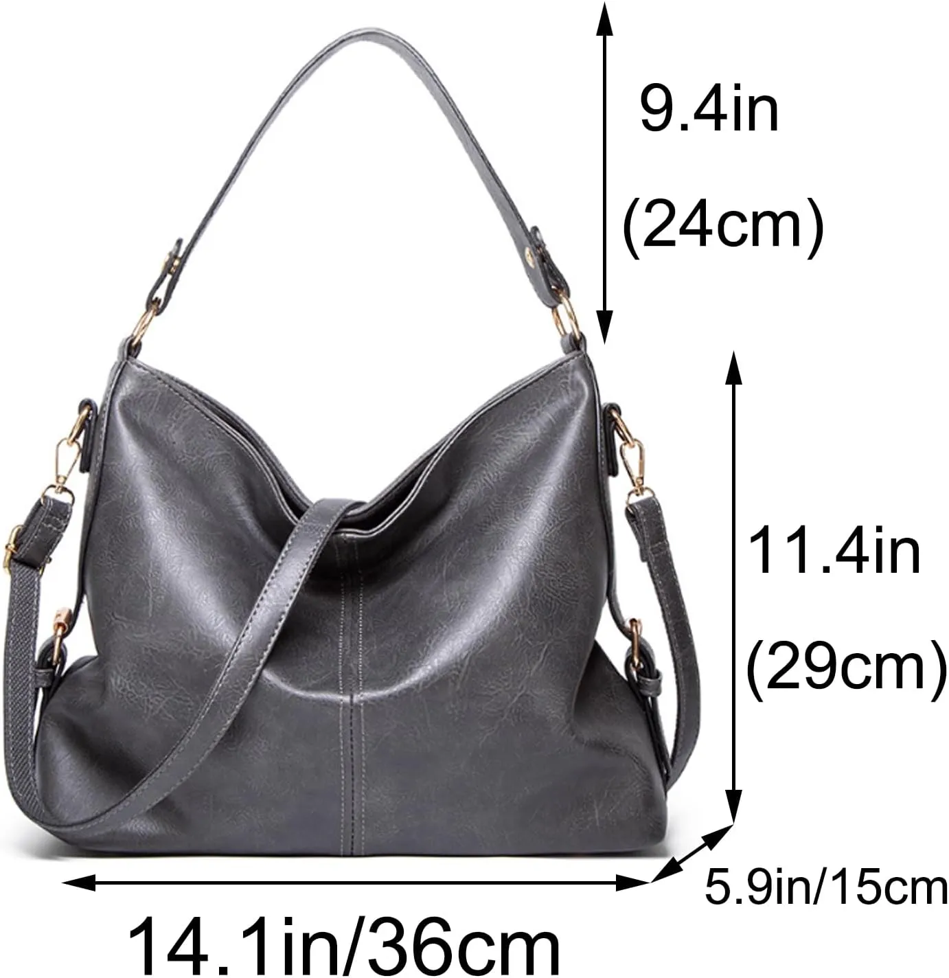 Handbag for Women PU Leather Shoulder Bag Shopper Hobo Purses Work Crossbody Bag Tote Satchels