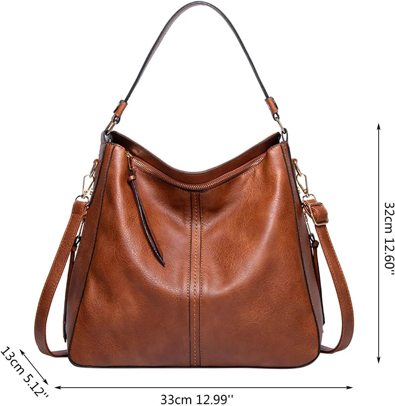 Handbags For Women Large Designer Ladies Bag Bucket Purse Faux Leather Purse Names Bags (Coffee, One Size)