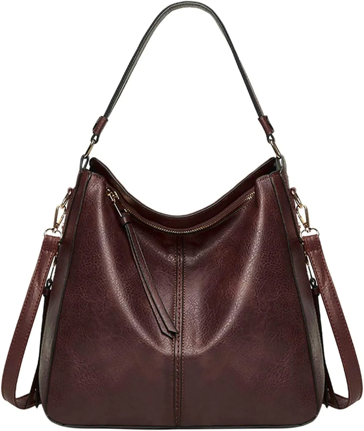 Handbags For Women Large Designer Ladies Bag Bucket Purse Faux Leather Purse Names Bags (Coffee, One Size)