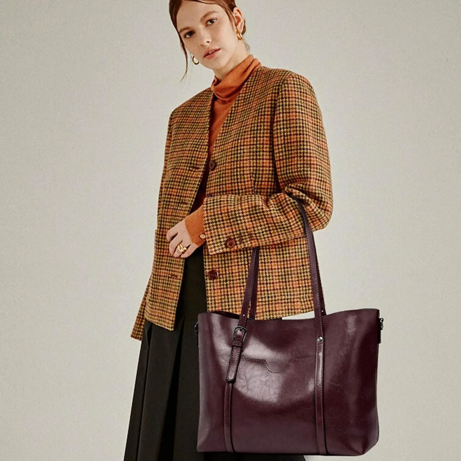 Handbags For Women Large Designer Ladies Bag Pocket Purse Leather Messenger Bag for Doll (Coffee, One Size)
