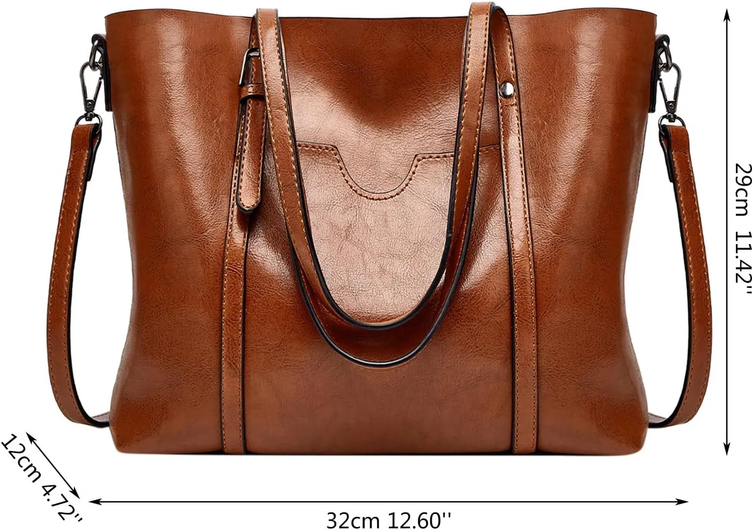 Handbags For Women Large Designer Ladies Bag Pocket Purse Leather Messenger Bag for Doll (Coffee, One Size)