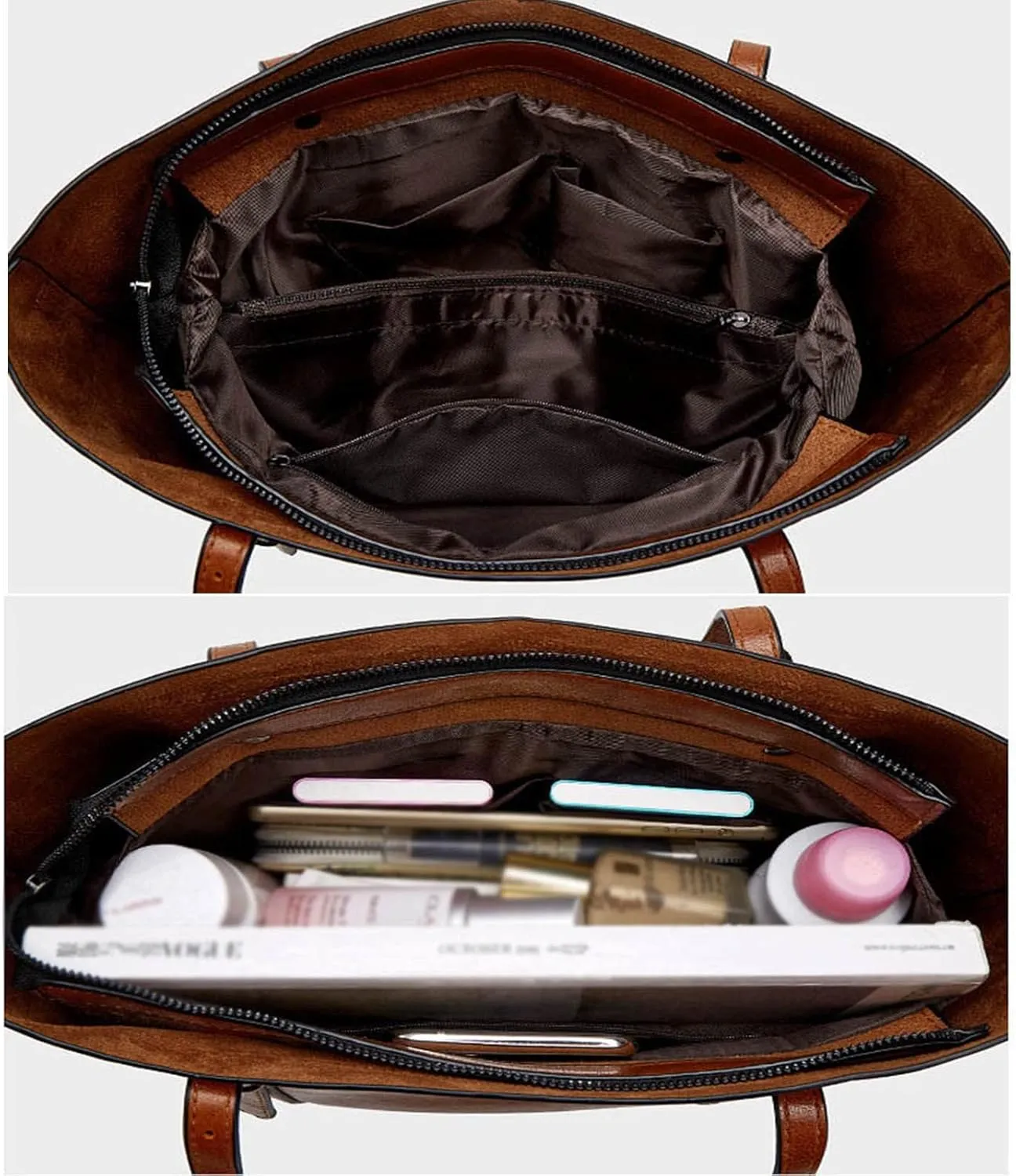 Handbags For Women Large Designer Ladies Bag Pocket Purse Leather Messenger Bag for Doll (Coffee, One Size)