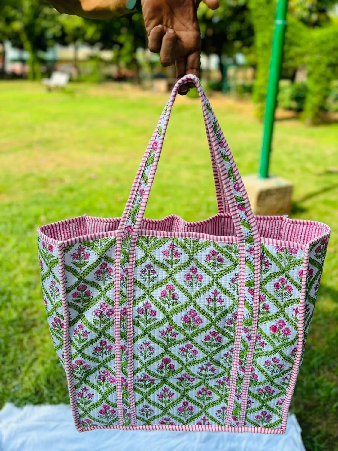 Handmade Large Tote Bag/Indian Quilted Tote Bags/Grocery Bag/Women Shopping Totes bag/Cotton Shoulder Bag