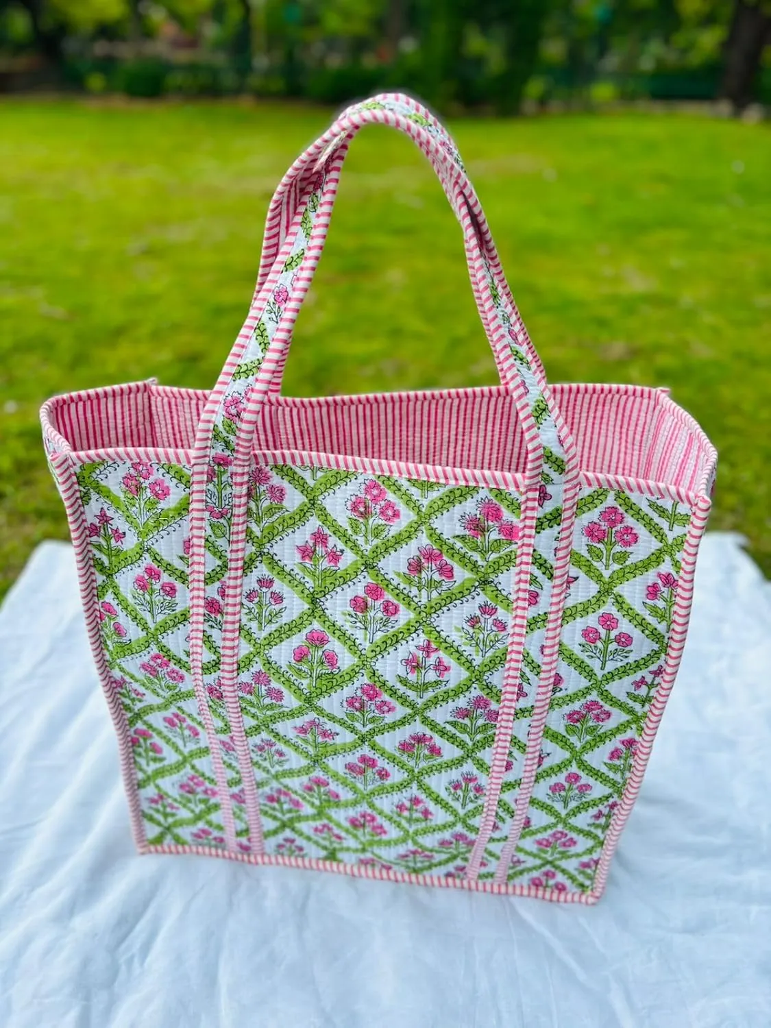 Handmade Large Tote Bag/Indian Quilted Tote Bags/Grocery Bag/Women Shopping Totes bag/Cotton Shoulder Bag