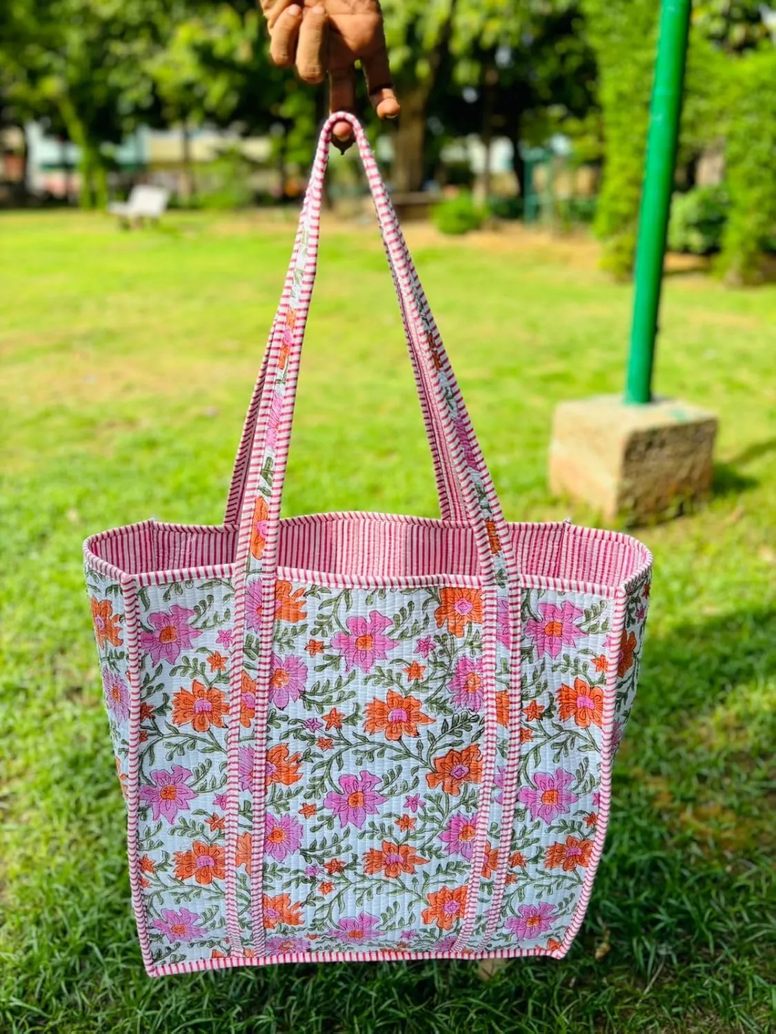 Handmade Large Tote Bag/Indian Quilted Tote Bags/Grocery Bag/Women Shopping Totes bag/Cotton Shoulder Bag
