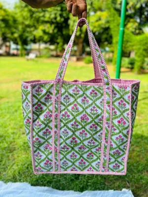 Handmade Large Tote Bag/Indian Quilted Tote Bags/Grocery Bag/Women Shopping Totes bag/Cotton Shoulder Bag