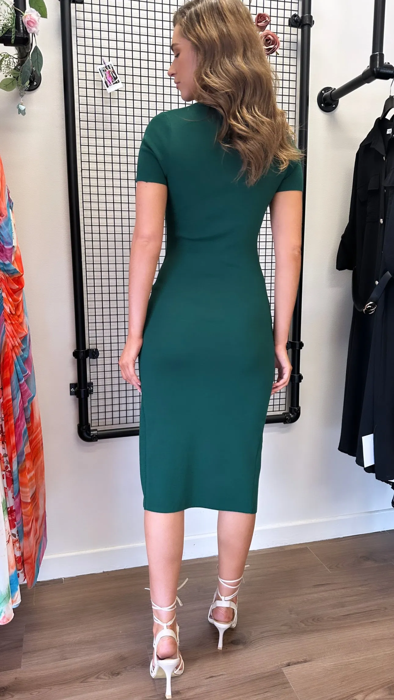 Hartley Green Ring Inlay Cut Out Midi Dress