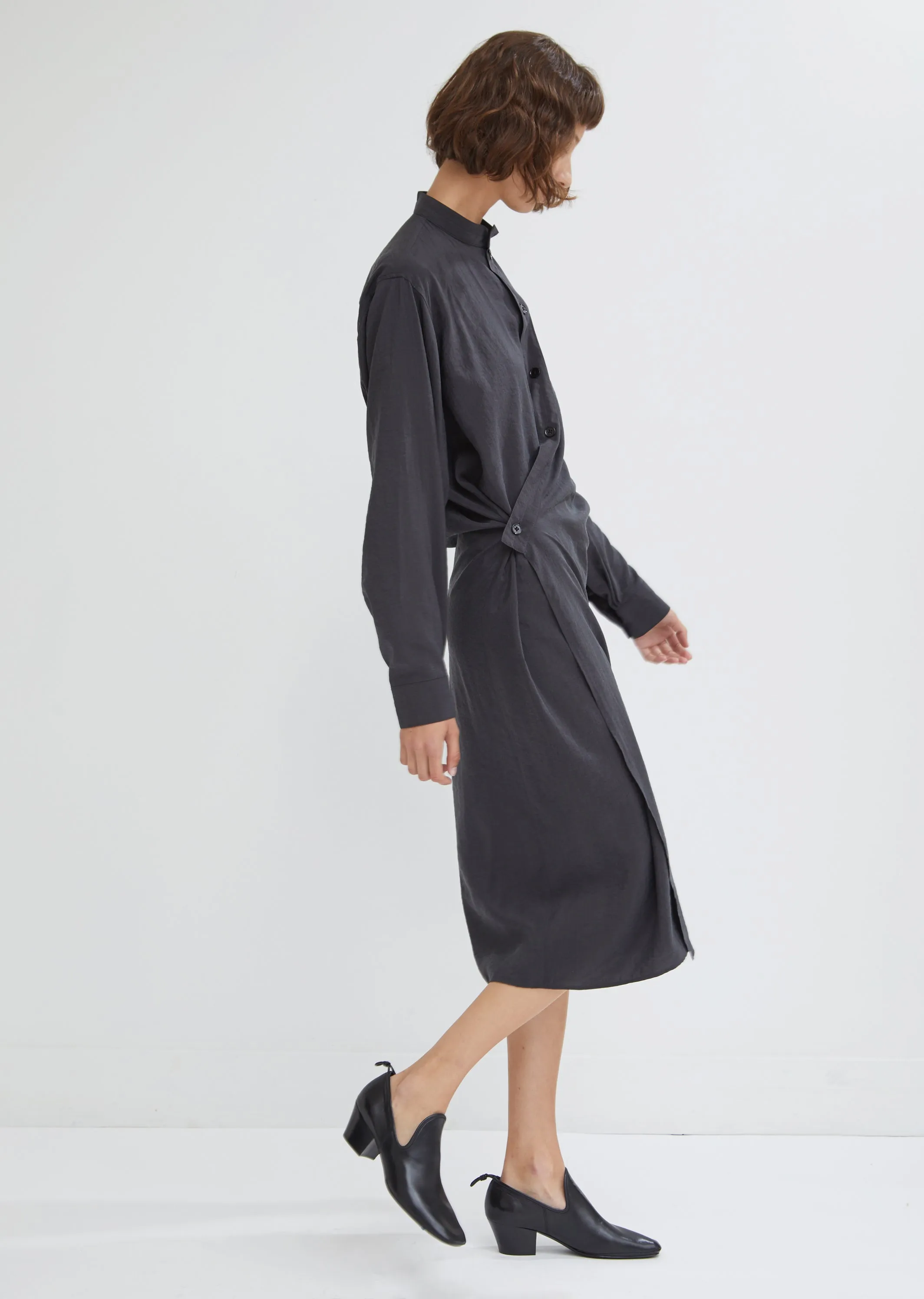 High Collar Twisted Dress
