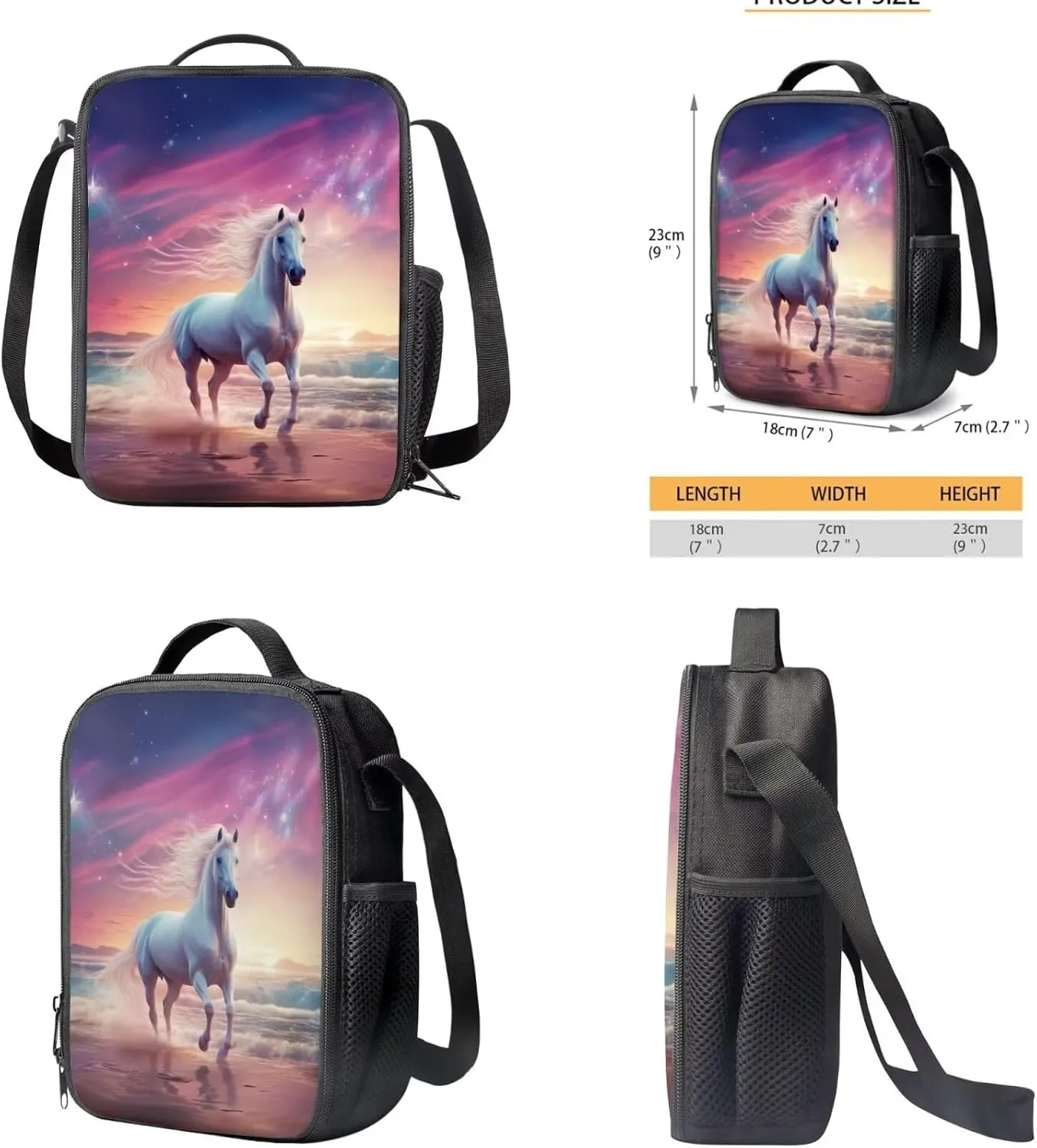 Horse Kids Backpacks for Travel Boys Backpacks with Lunch Boxes for Kids Girls Book Bag for Girls Kids Travel Backpack Lunch Box Cool for Boys School Insulated Polyester
