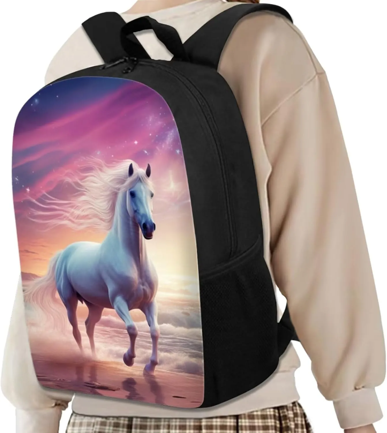 Horse Kids Backpacks for Travel Boys Backpacks with Lunch Boxes for Kids Girls Book Bag for Girls Kids Travel Backpack Lunch Box Cool for Boys School Insulated Polyester