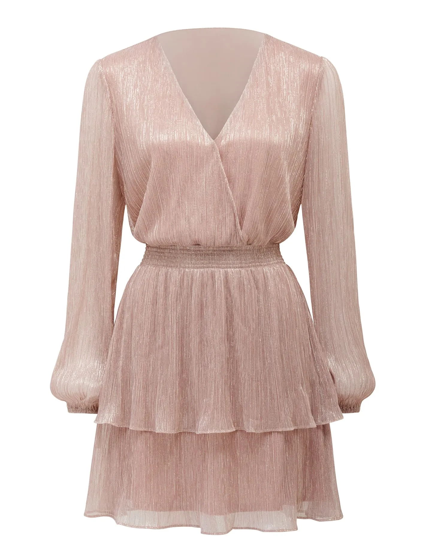 Katie Metallic Plisse Wrap Mini Dress