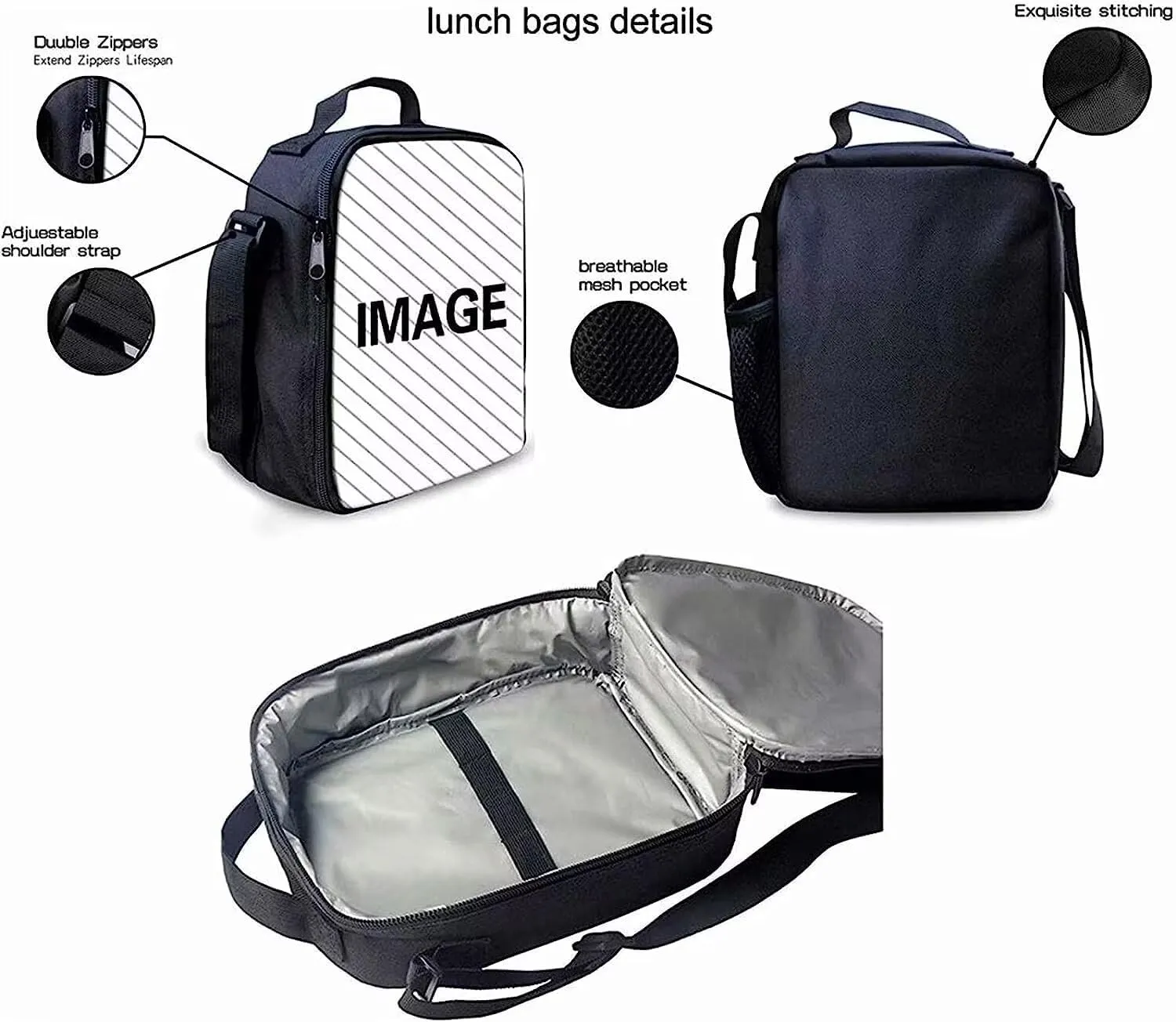 KEIAHUAN School Bag Backpack for Girls Blue Butterfly Print School Backpack Shoulder Schoolbags Primary School Bags with Lunch Box Pencil Bag