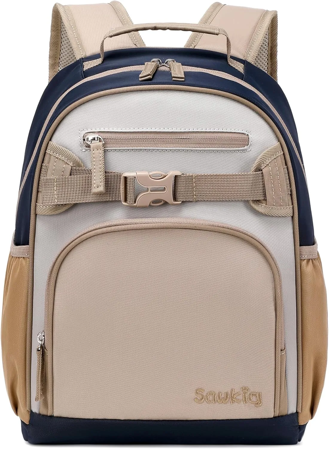 Kids Backpack for Boys Kindergarten Nylon Bookbag for School Kid 3-6 (Brown Gray)