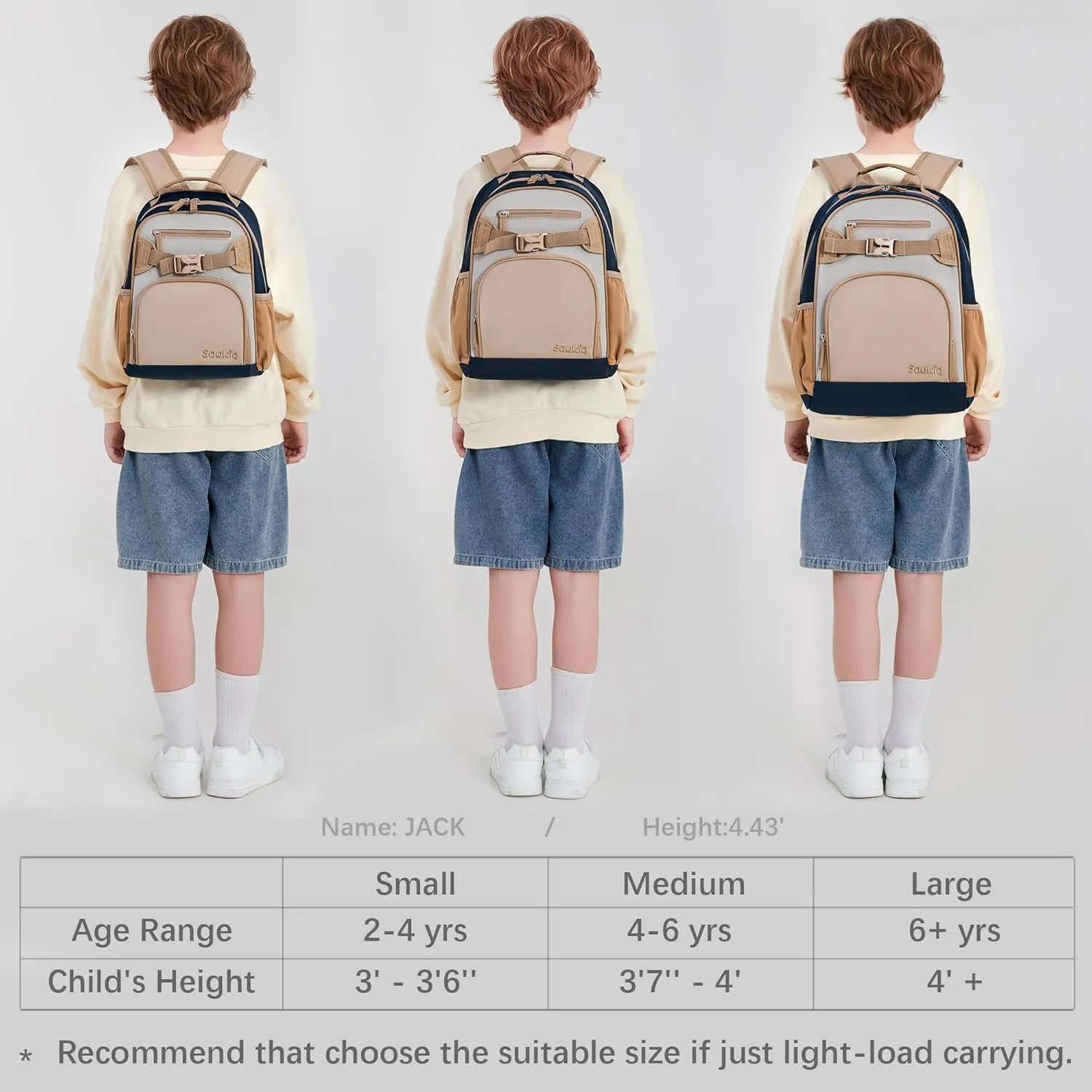 Kids Backpack for Boys Kindergarten Nylon Bookbag for School Kid 3-6 (Brown Gray)