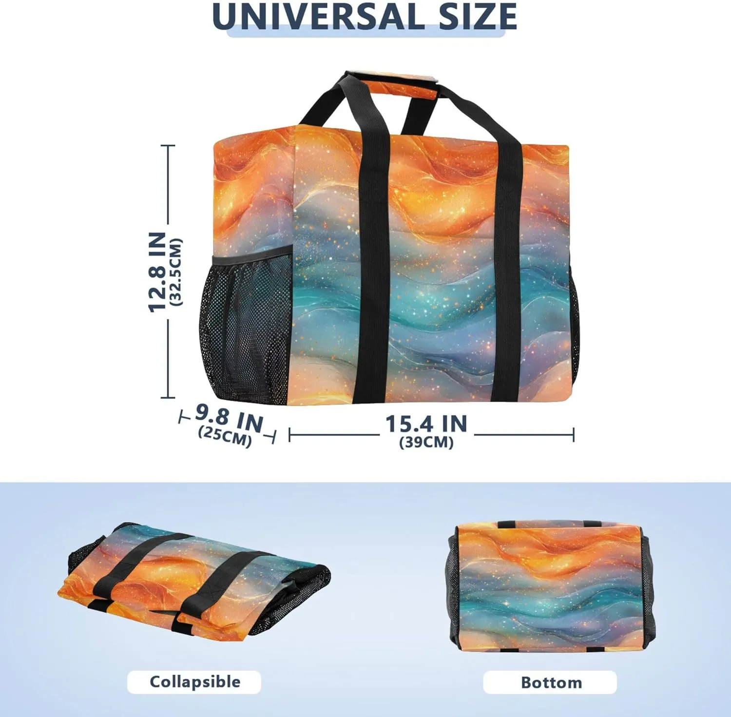 KLL Beach Tote Bag with Handles Foldable Sandproof Laundry Bag Travel