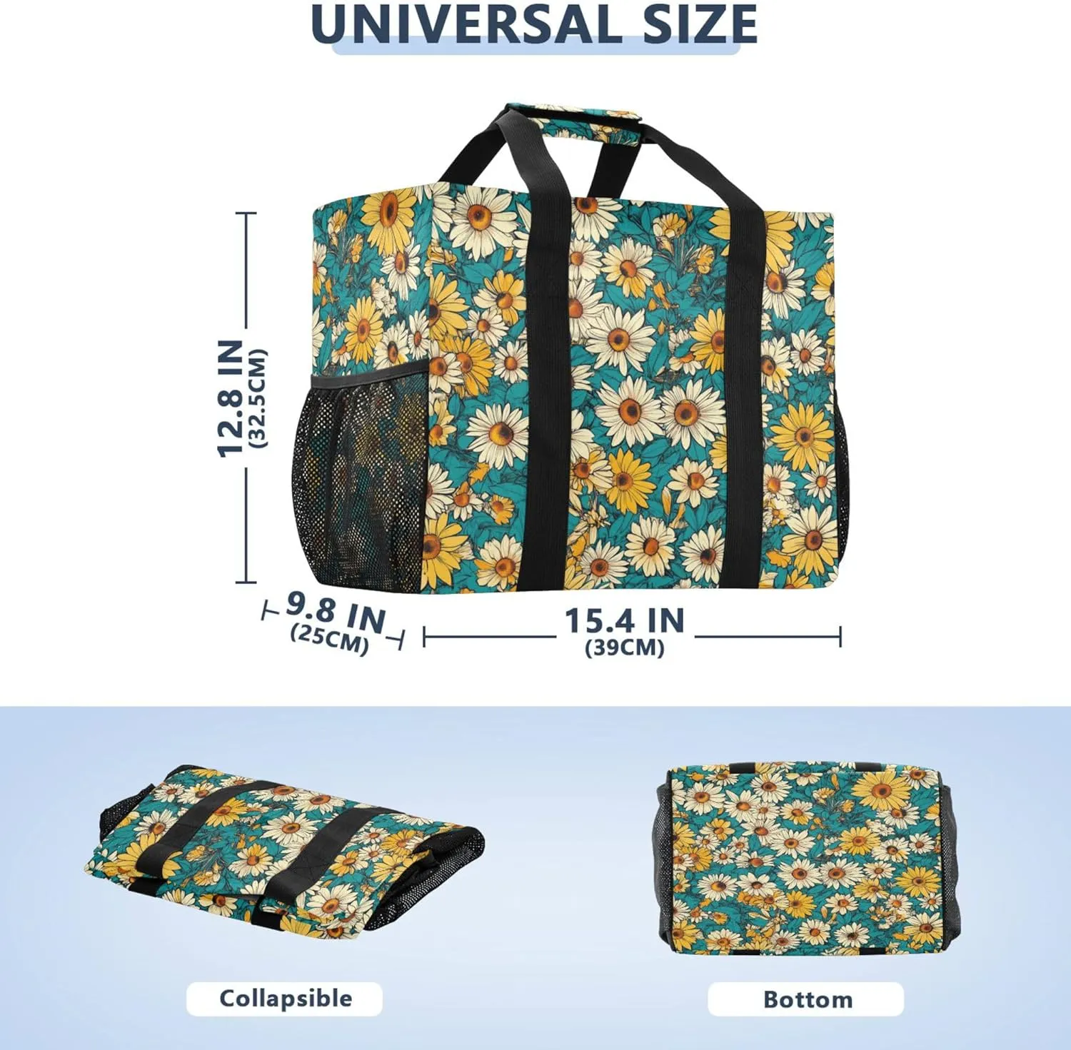 KLL Utility Bag For Trunk Canvas Foldable With Pockets Reusable Grocery Bags