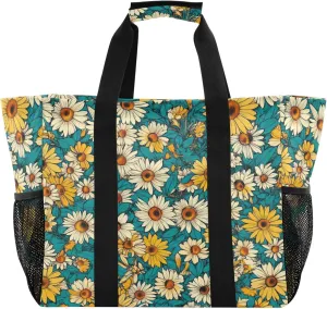 KLL Utility Bag For Trunk Canvas Foldable With Pockets Reusable Grocery Bags