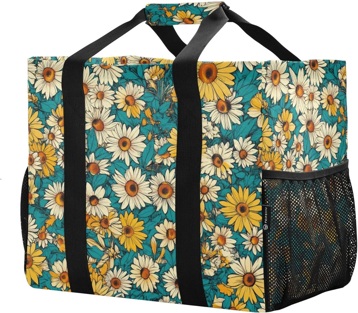 KLL Utility Bag For Trunk Canvas Foldable With Pockets Reusable Grocery Bags
