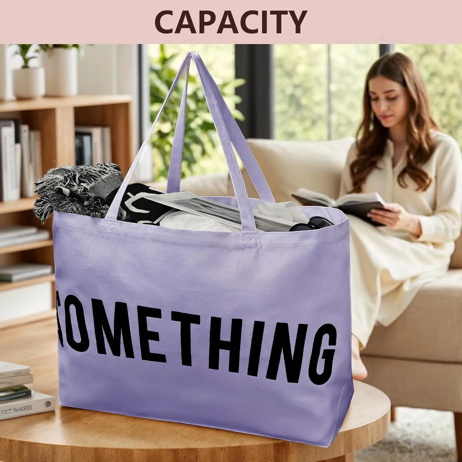 Large Canvas Tote Bag - Extra Large Shopping Bag for Women Beach Totes Bags Reusable Big Grocery Bag