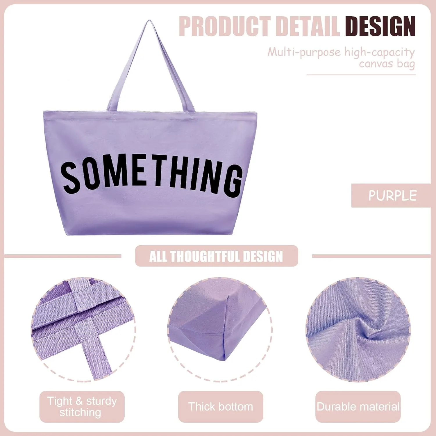 Large Canvas Tote Bag - Extra Large Shopping Bag for Women Beach Totes Bags Reusable Big Grocery Bag