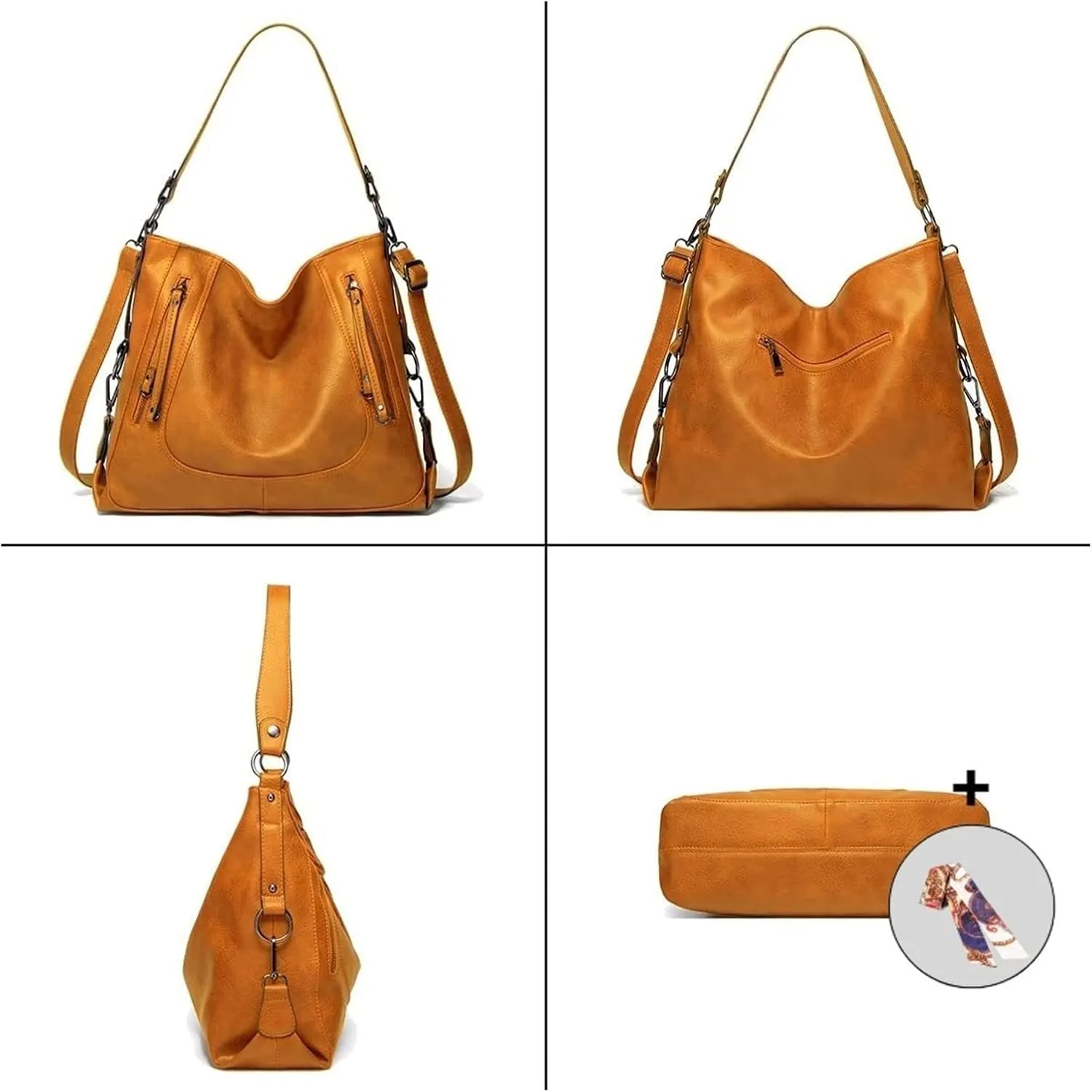 Large Shoulder Bags Zipper Bag For Womens Bags Pu Leather Crossbody Bag(Beige)