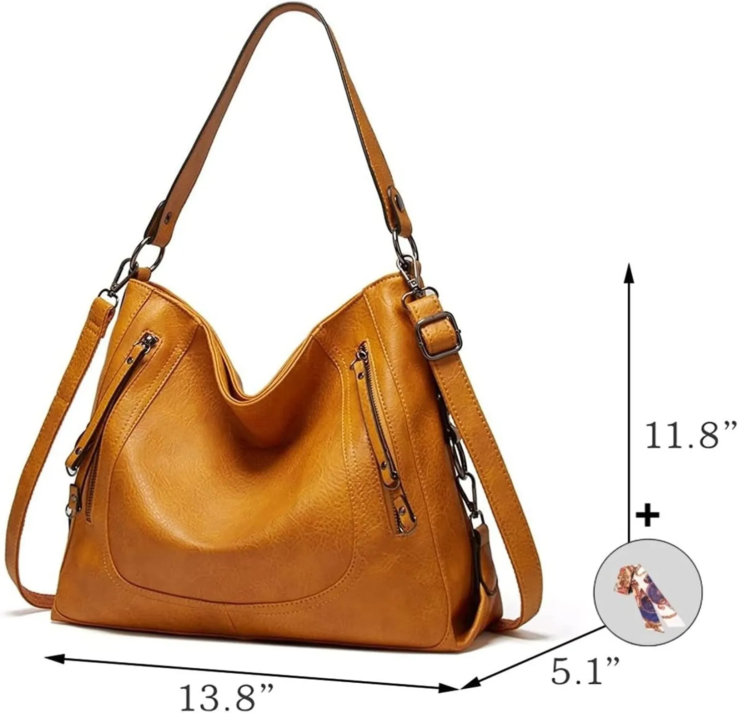 Large Shoulder Bags Zipper Bag For Womens Bags Pu Leather Crossbody Bag(Beige)