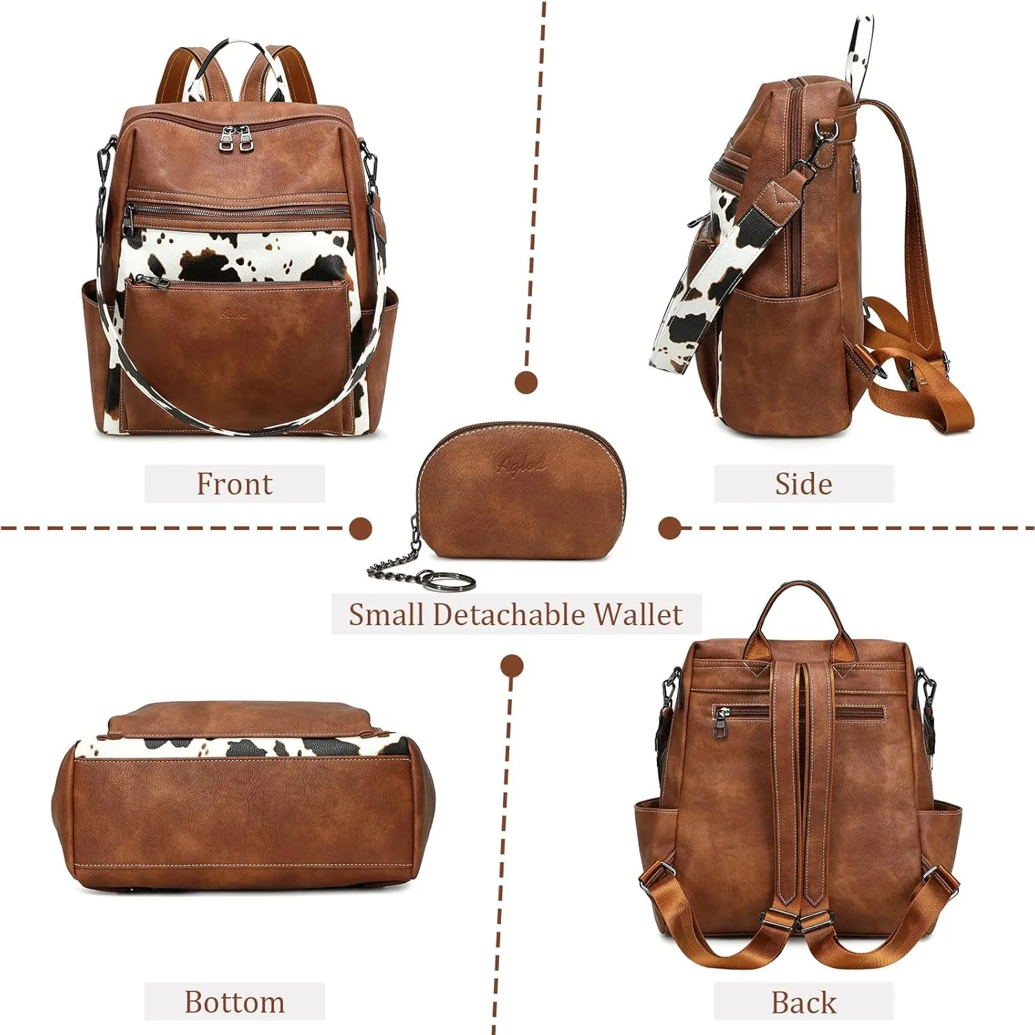 Leather Backpack Purse for Women Designer Ladies Shoulder Bag Fashion Faux Work Travel Daypack