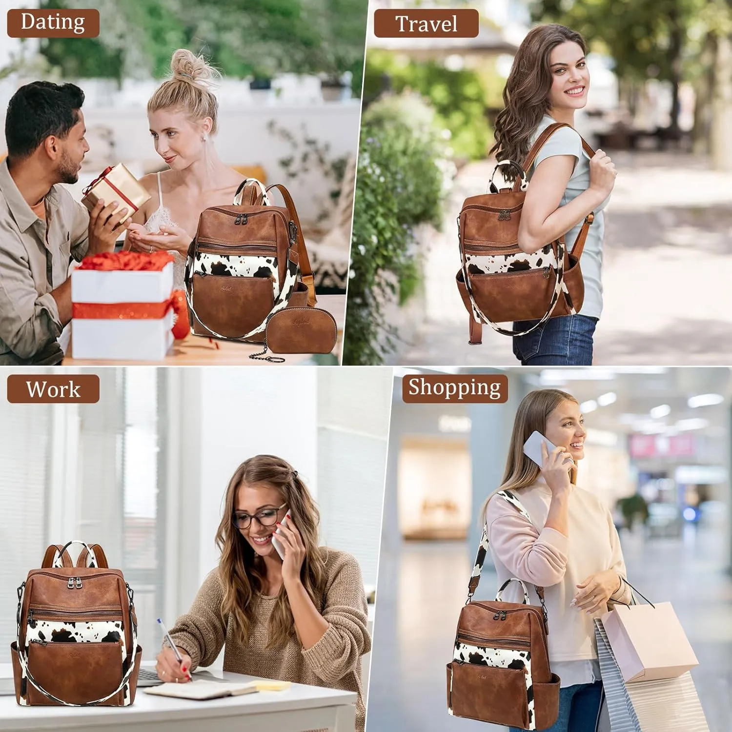 Leather Backpack Purse for Women Designer Ladies Shoulder Bag Fashion Faux Work Travel Daypack