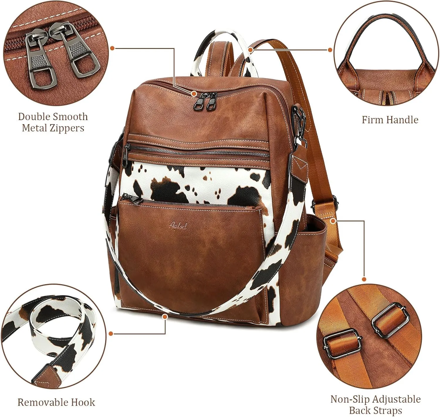 Leather Backpack Purse for Women Designer Ladies Shoulder Bag Fashion Faux Work Travel Daypack