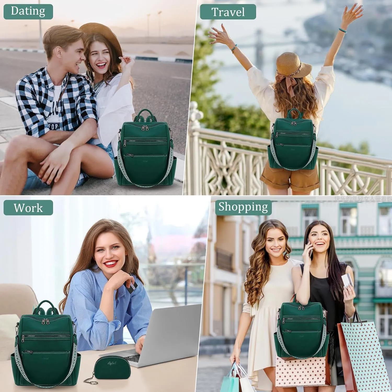 Leather Backpack Purse for Women Designer Ladies Shoulder Bag Fashion Faux Work Travel Handbags