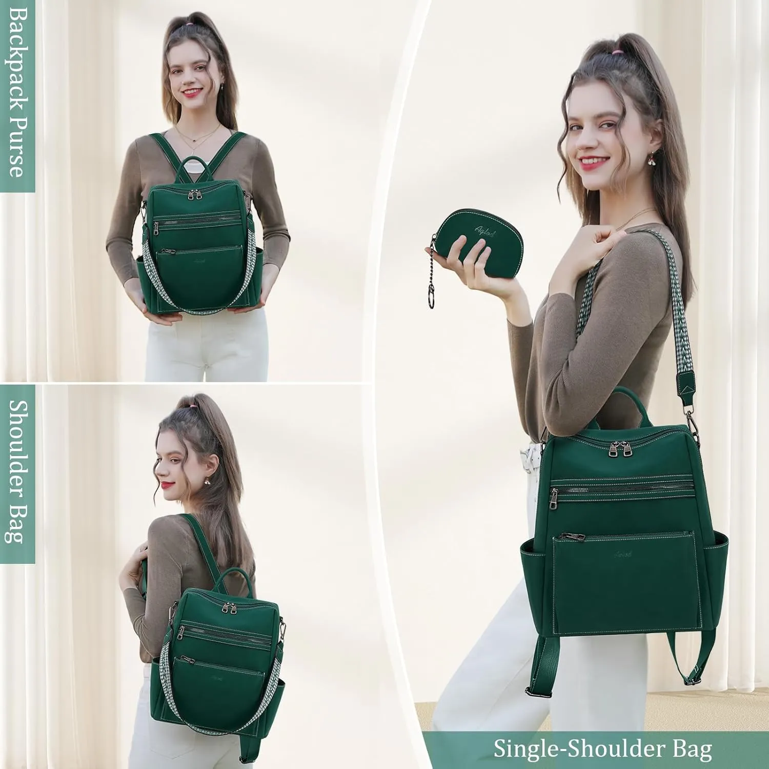 Leather Backpack Purse for Women Designer Ladies Shoulder Bag Fashion Faux Work Travel Handbags