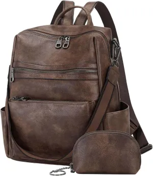 Leather Backpack Purse for Women Designer Ladies Shoulder Bag Fashion Faux Work Travel Handbags