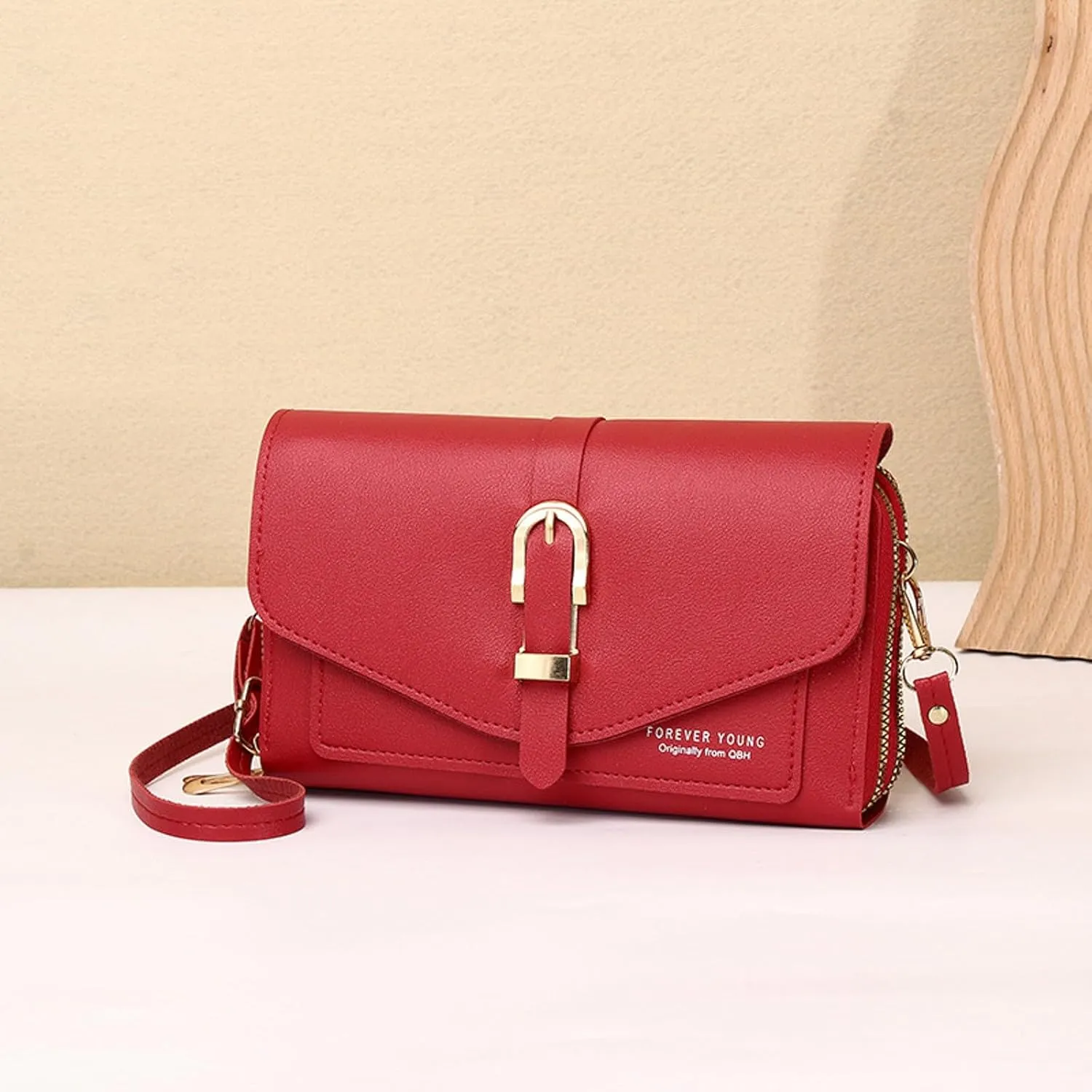 Leather Handbags Fashion Classic Women's Mobile Phone Bag Button Hood One Shoulder Double Layer Wallet Crossbody