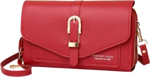 Leather Handbags Fashion Classic Women's Mobile Phone Bag Button Hood One Shoulder Double Layer Wallet Crossbody