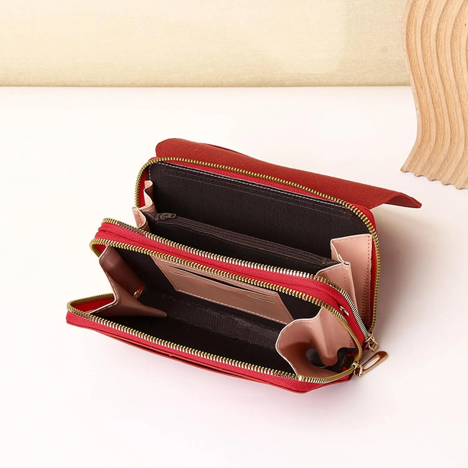 Leather Handbags Fashion Classic Women's Mobile Phone Bag Button Hood One Shoulder Double Layer Wallet Crossbody