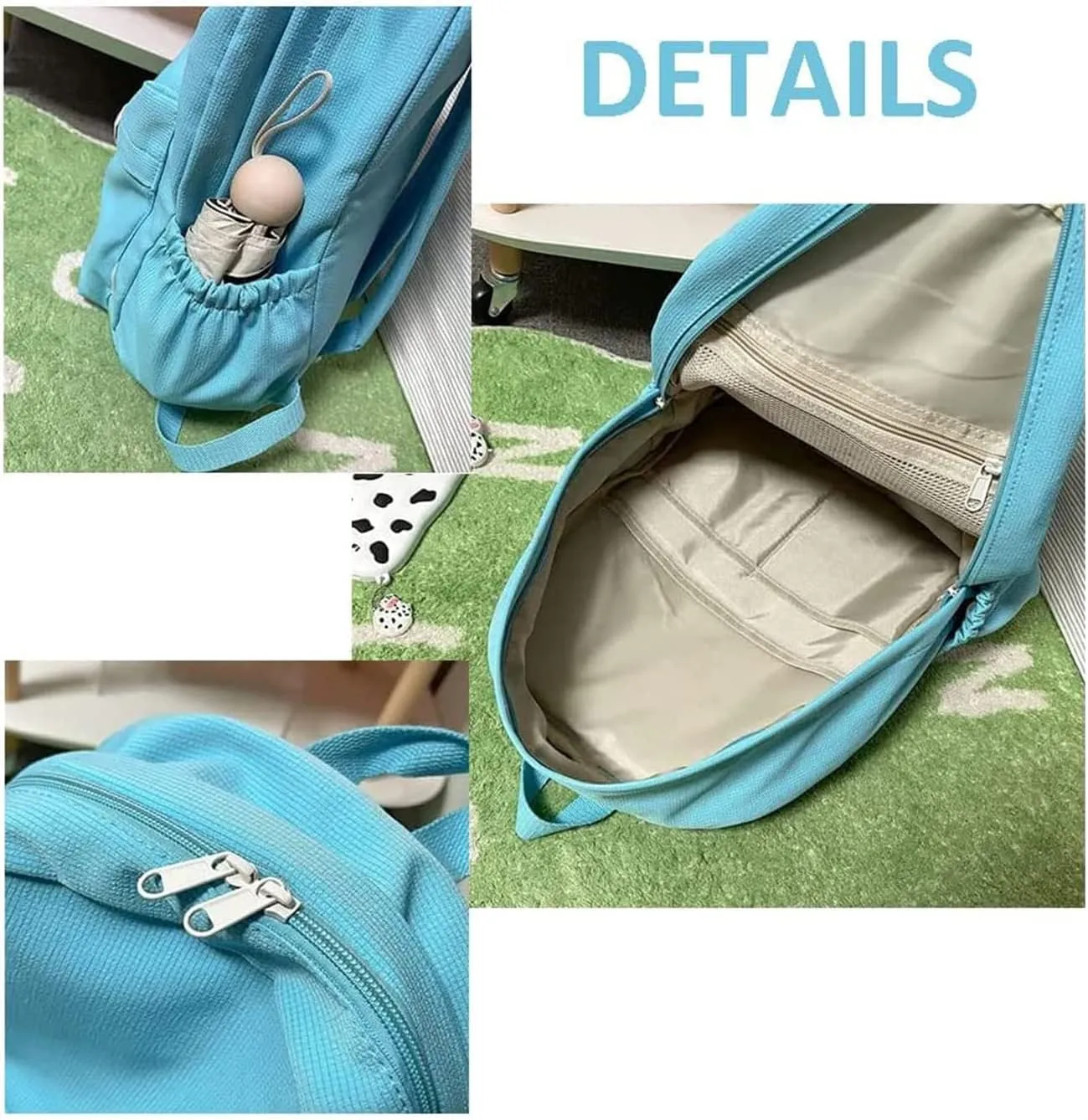 LELEBEAR Difa Bear Backpack - Kawaii Solid Color Cute Aesthetic Rucksack, Large Capacity (White)
