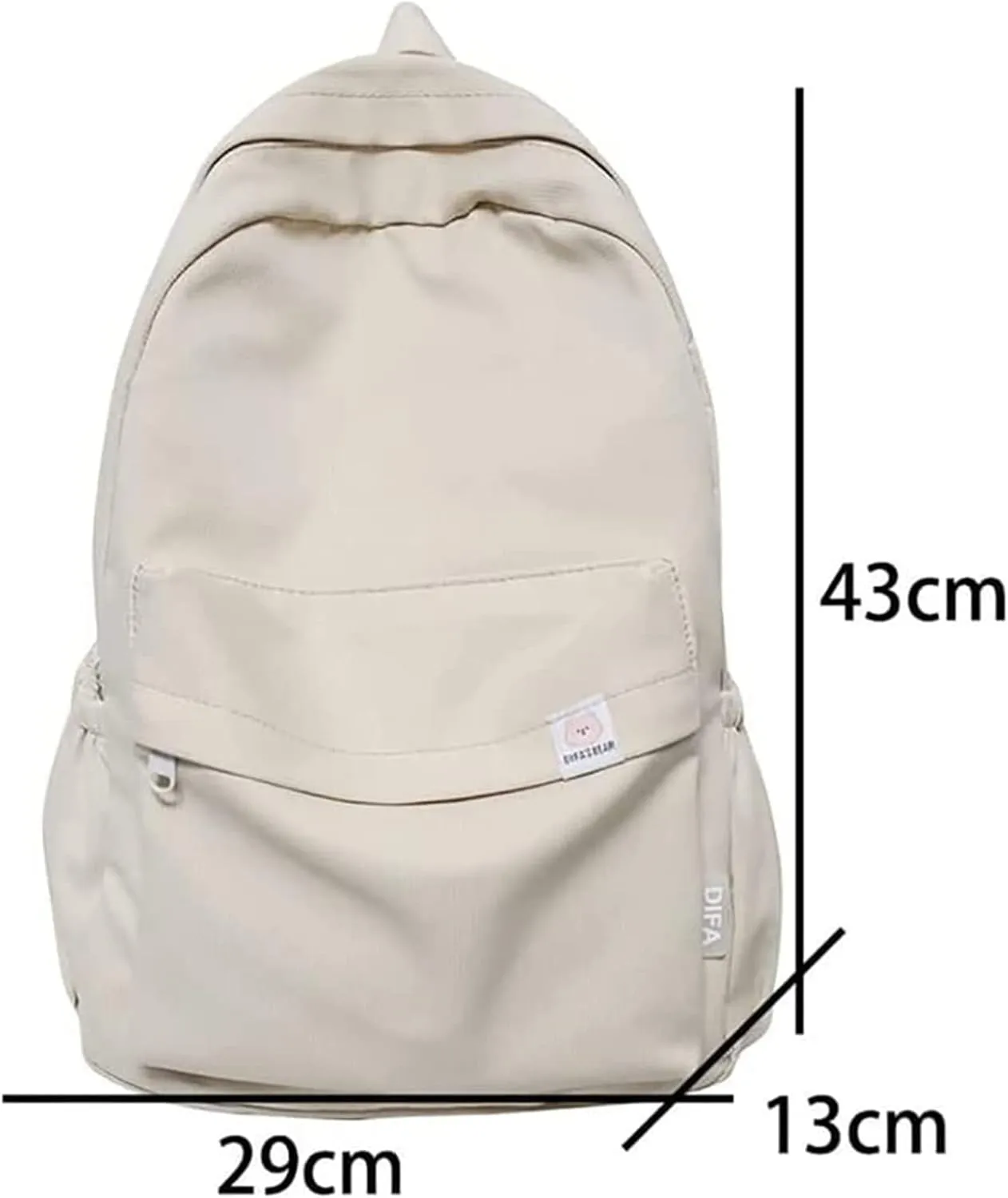LELEBEAR Difa Bear Backpack - Kawaii Solid Color Cute Aesthetic Rucksack, Large Capacity (White)