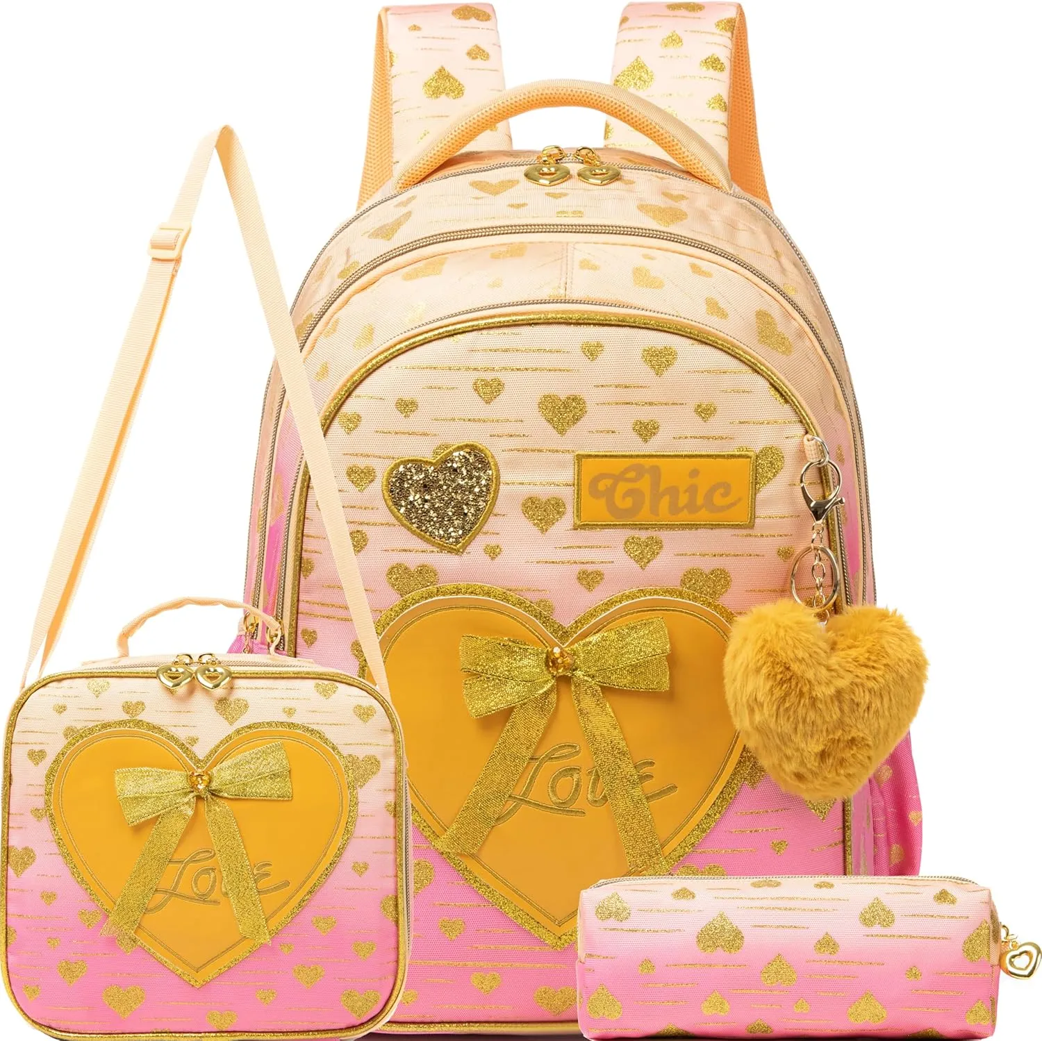 Meetbelify Kids Backpacks for Girls Backpacks for School Kids Canvas Travel Laptop Backpack with Lunch Box for Elementary Students Girls Back to School Bookbag Ages 8-10