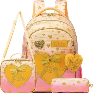 Meetbelify Kids Backpacks for Girls Backpacks for School Kids Canvas Travel Laptop Backpack with Lunch Box for Elementary Students Girls Back to School Bookbag Ages 8-10