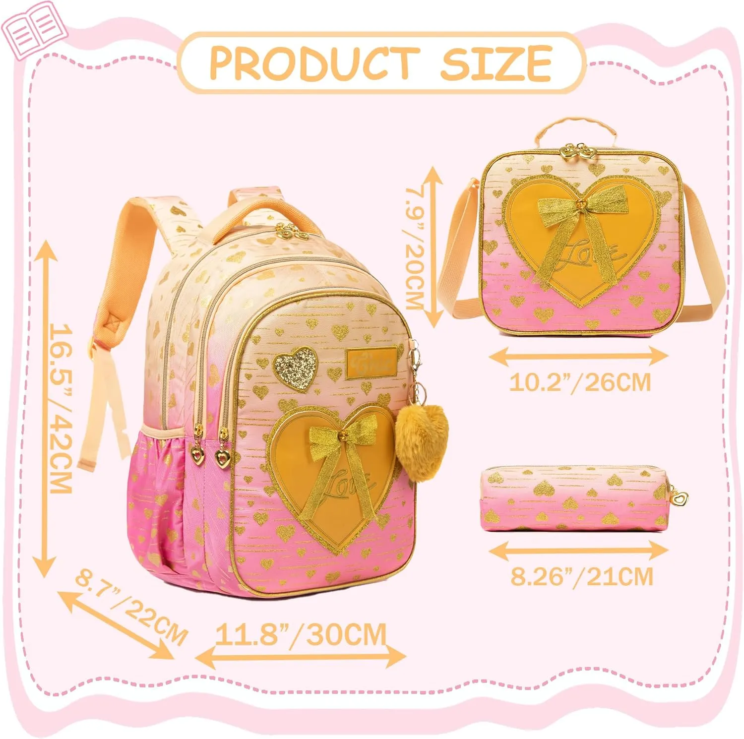 Meetbelify Kids Backpacks for Girls Backpacks for School Kids Canvas Travel Laptop Backpack with Lunch Box for Elementary Students Girls Back to School Bookbag Ages 8-10