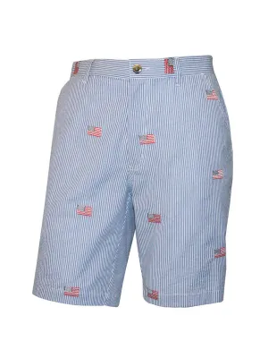 Men's Flat Front Seersucker Short - American Flag