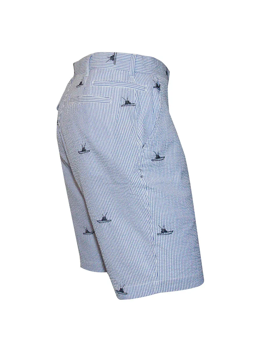 Men's Flat Front Seersucker Short - Yacht Haven