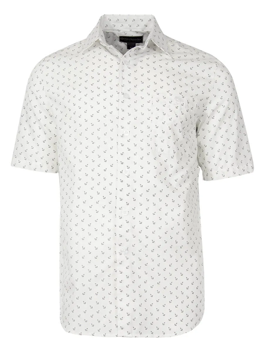 Men's Hawaiian Cotton Print Shirt - Anchors