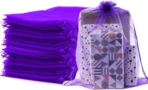 Meowoo 12x16in Big Organza Bags, 12PCS Mesh Gift Bags Drawstring for Gifts, Shoes, Home Storage, Christmas, Gardening, Dolls (Purple)