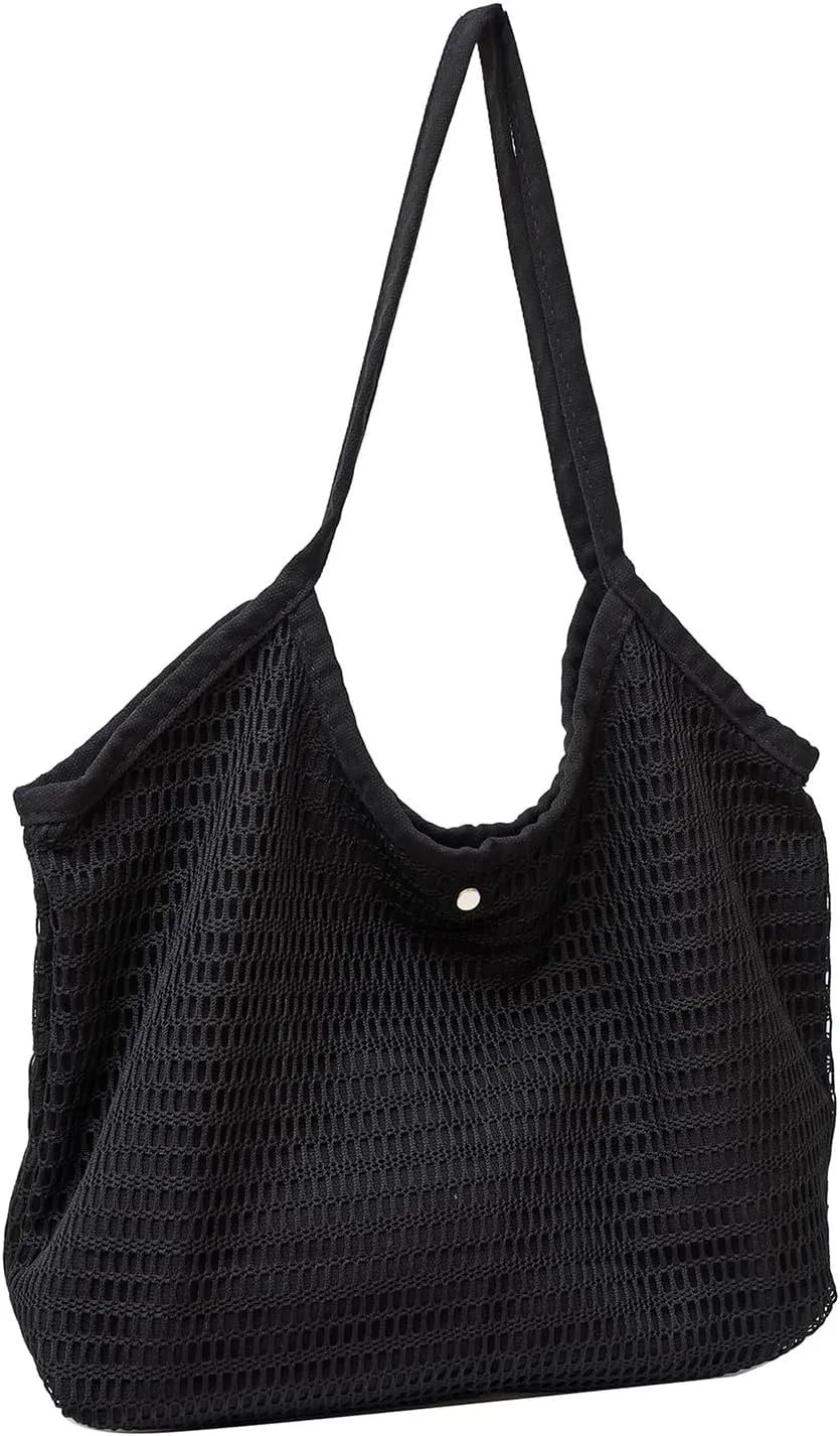 Mesh Beach Bag, Large Canvas Beach Bag Canvas Tote Bag Crochet Bags Hobo Bags Travel Bag Knit Bag Travel Essentials