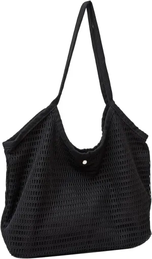 Mesh Beach Bag, Large Canvas Beach Bag Canvas Tote Bag Crochet Bags Hobo Bags Travel Bag Knit Bag Travel Essentials