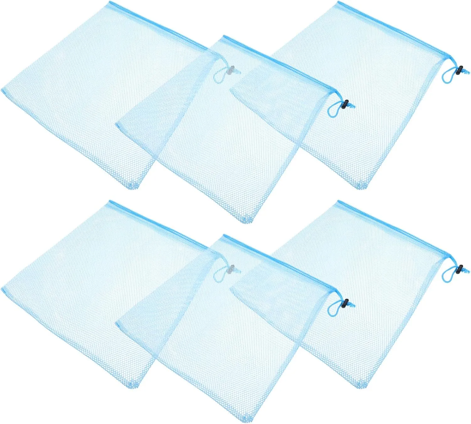 Mikinona 6Pcs Reusable Mesh Drawstring Bags Portable Storage Pouches for Travel Grocery and Produce Breathable Design for Easy Organization
