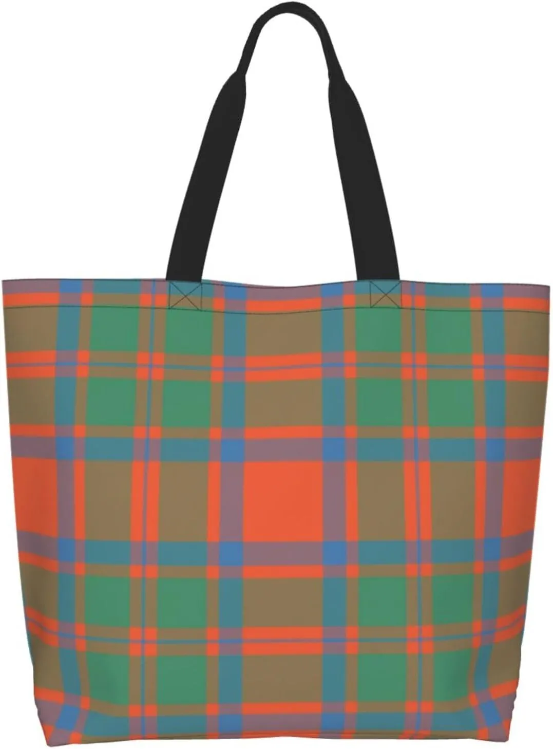 Modern Tartan Tote Bag For Women Weekender Travel Bag Reusable Grocery Bags Large Totes Handbags