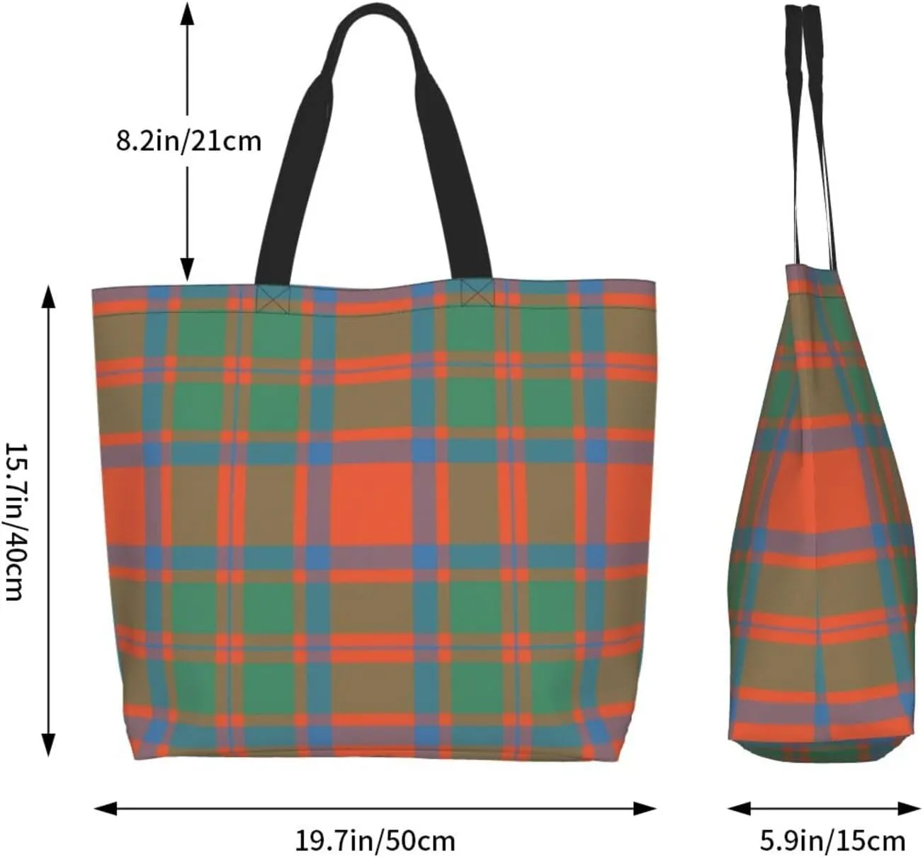 Modern Tartan Tote Bag For Women Weekender Travel Bag Reusable Grocery Bags Large Totes Handbags